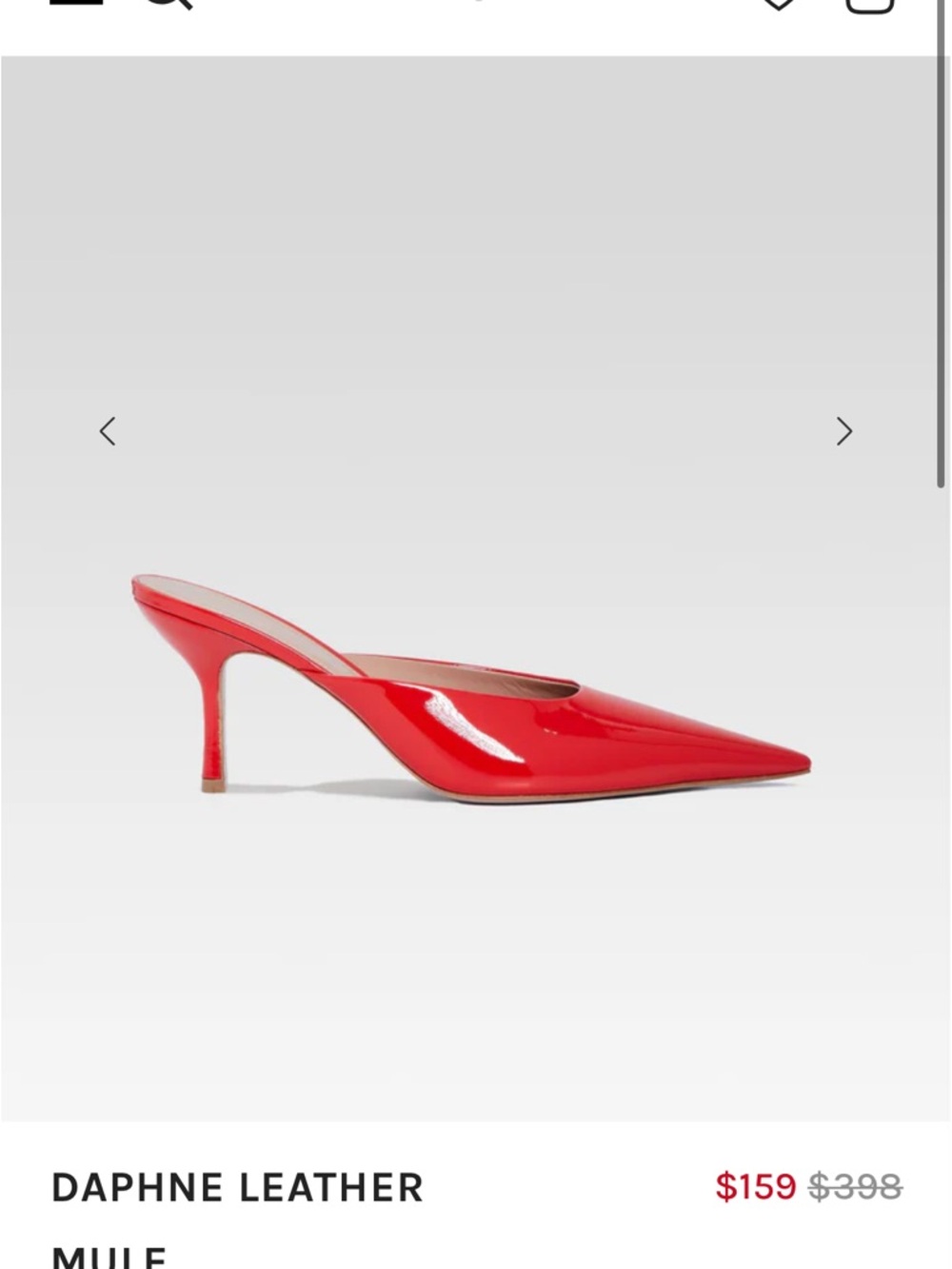 Retrofete Red Patent Pointed Toe Mule